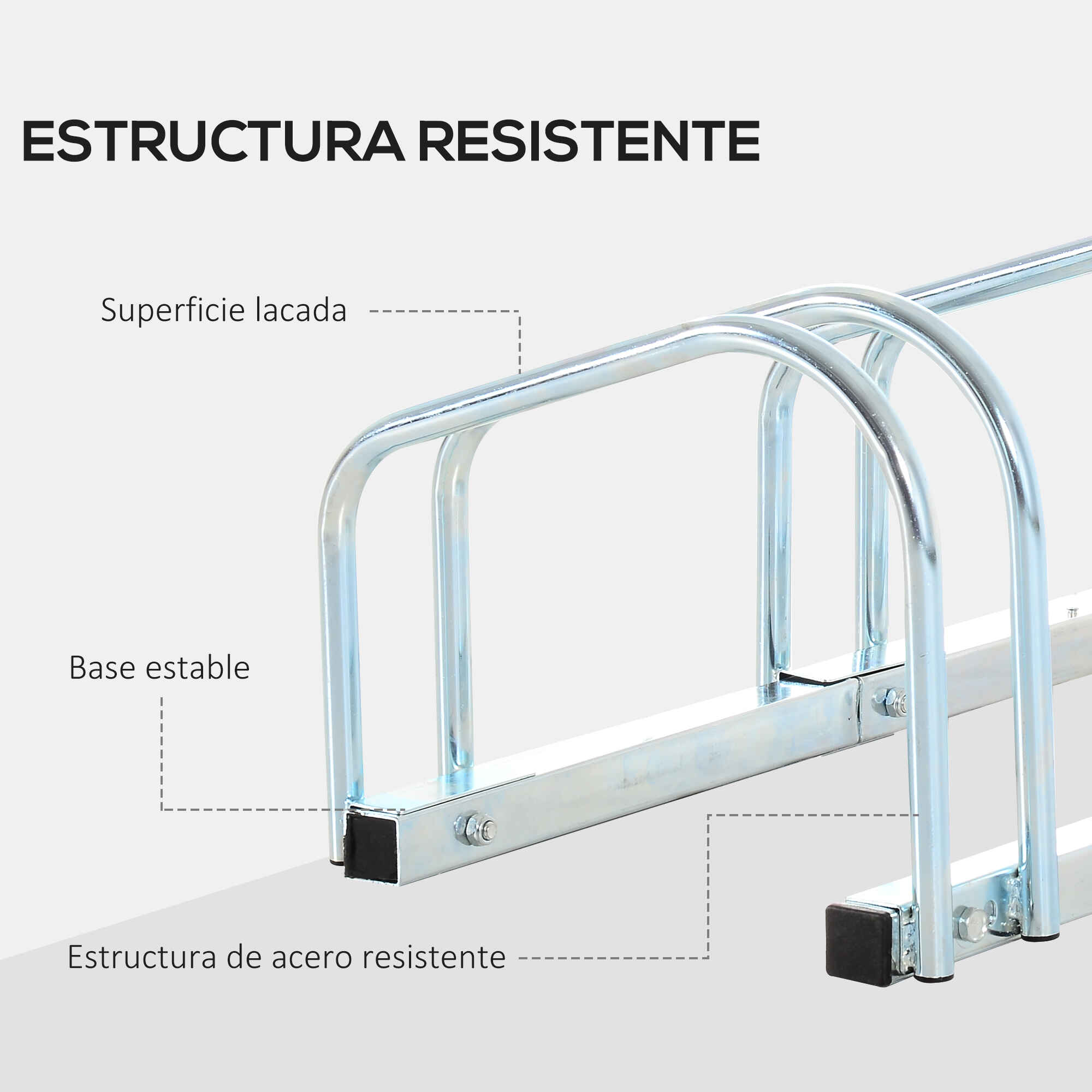 Soporte de acero para aparcar bicicletas en suelo o pared 76x33x27 cm plata