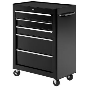 Carro caja de herramientas móvil de taller 5 cajones 4 ruedas con cerradura negro