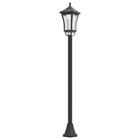 Farola solar de exterior con panel solar, encendido y apagado automático, IP44, negro, 15x15x127 cm