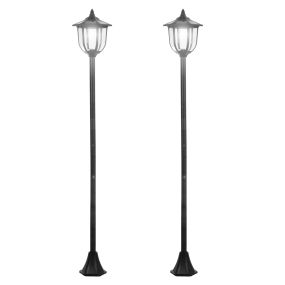 Conjunto de 2 farolas solares para jardín con 6 luces LED, Ø26,5x177 cm, negro