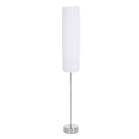 Lámpara de pie moderna para dormitorio, estudio y salón, 2 bombillas E27, interruptor, base de acero inoxidable, 120 cm, blanca