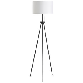 Lámpara de pie moderna con pantalla redonda trípode y casquillo E27 blanco y negro