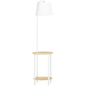 Lámpara de pie moderna con estantes casquillo E27 máx. 40W pantalla de lino blanco 43x39,5x162 cm