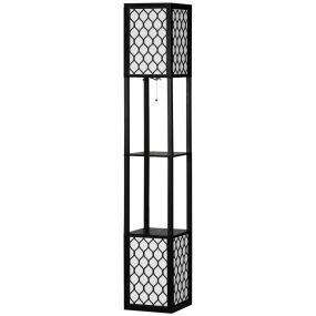 Lámpara de pie moderna con estantes, casquillo E27, 40 W, negra