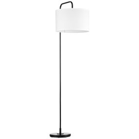 Lámpara de pie moderna E27 40W con pantalla de lino y marco de acero 64x38x163,5 cm blanco y negro