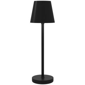 Lámpara de mesita de noche inalámbrica táctil LED USB-C recargable negra con pantalla de acrílico