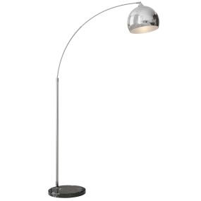 Lámpara de Pie Arco Moderna, Lámpara de Lectura de Pie 40 W para Bombilla E27 con Altura y Longitud Ajustable, Interruptor de Pie, para Salón, Dormitorio, Oficina, 110-115x35x170-180 cm, Plata