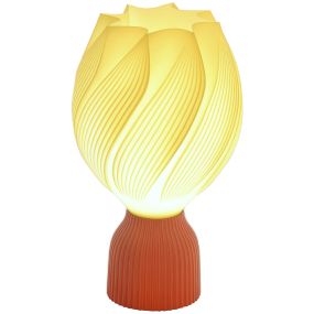 Lámpara de mesita de noche con pantalla de impresión 3D diseño de pétalos luz cálida blanca