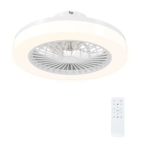 Ventilador de techo con luz LED 40 W motor DC reversible Ø46 cm blanco con mando a distancia