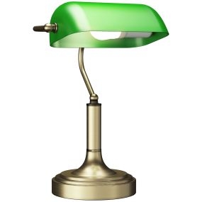 Lámpara de escritorio banquero vintage E27 con pantalla orientable 45° e interruptor basculante verde