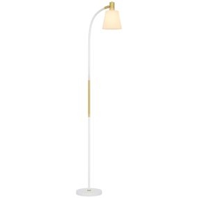 Lámpara de pie LED ajustable con pantalla e interruptor basculante blanco y dorado