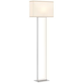 Lámpara de pie moderna 150 cm con pantalla de tela, interruptor de pie y base metálica blanca