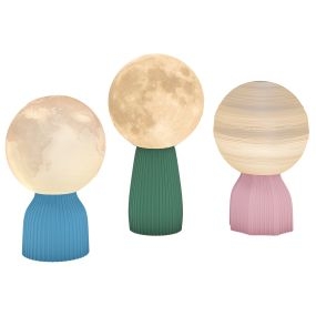 Juego de 3 lámparas de mesa 3D con 3 colores y brillo ajustable, USB, blanco