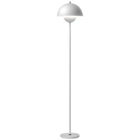 Lámpara de pie moderna 155 cm con pantalla de cuenco, interruptor de pie, casquillo E27, plata