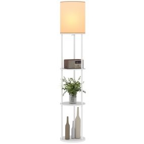 Lámpara de pie con estantes, 3 temperaturas de color, control remoto, bombilla E27, blanco