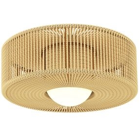 Lámpara de techo LED G9 20W 3000 K estilo bohemio de cuerda de lino marrón claro