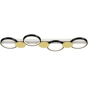 Lámpara de techo regulable con 4 focos LED, mando a distancia, 1500 lm, 38 W, negro y dorado