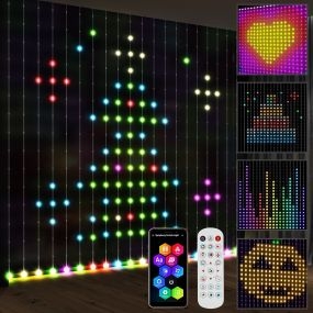 Cortina de luces LED inteligente 3x3 m RGBIC 400 luces con sincronización musical, control remoto y app para interior y dormitorio