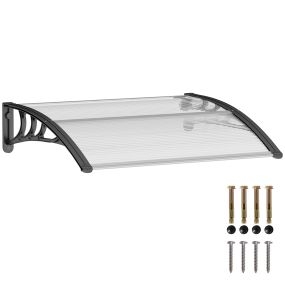 Marquesina exterior para puertas y ventanas 75x100 cm transparente con soporte de aleación de aluminio