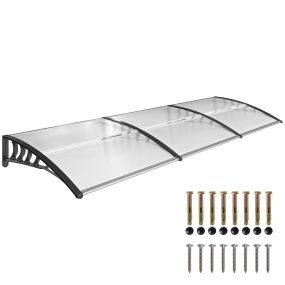 Marquesina para puertas y ventanas 90x295x23,5 cm de aleación de aluminio transparente