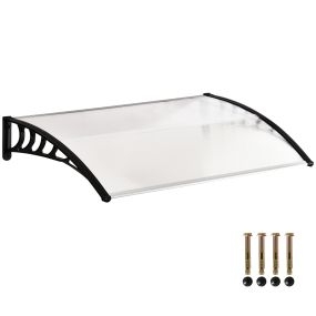 Marquesina exterior para puertas y ventanas 150x90 cm de policarbonato con soporte de aluminio blanco