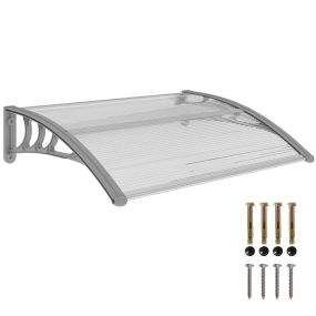 Marquesina exterior para puertas y ventanas 100x75 cm de policarbonato transparente con barra de aluminio