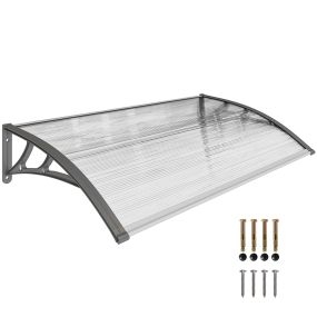 Marquesina exterior para puertas y ventanas 110x60 cm policarbonato gris y transparente