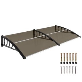 Marquesina exterior para puertas y ventanas 200x96 cm policarbonato marrón