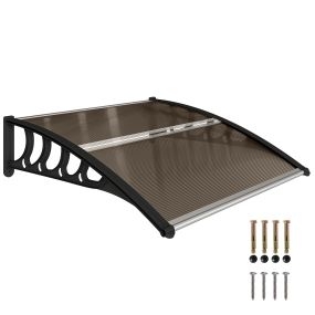 Marquesina exterior para puertas y ventanas 103x96,5 cm policarbonato marrón
