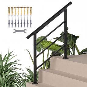Barandilla de escalera 95 cm negra con kit de instalación para 1-3 escalones exterior