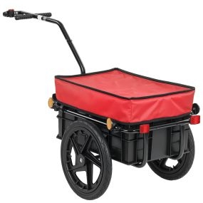 Remolque de bicicleta para carga 40 kg con cubierta impermeable, acero, reflectores, rojo, 144x59x80 cm