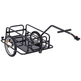 Remolque de carga para bicicleta plegable con 2 ruedas y reflectores, 40 kg, negro, 155x71,5x77 cm