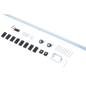 Herraje para puerta corredera 186 cm kit con riel de metal y 2 poleas plateado
