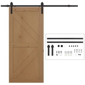 Herraje para puerta corredera 200 cm kit de riel para 1 puerta de madera de 100 cm acero al carbono carga máx. 90 kg