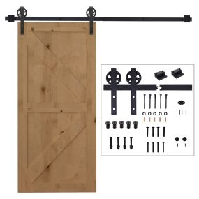 Herraje para puerta corredera 200 cm de acero al carbono negro para baño cocina y dormitorio