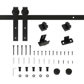 Kit herraje puerta corredera madera 200 cm acero al carbono negro carga 20 kg
