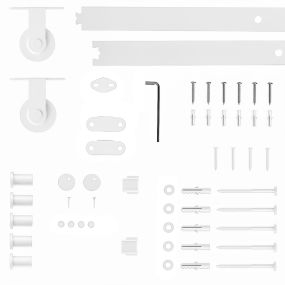 Kit herrajes para puerta corredera 200 cm de acero al carbono blanco con guía de suelo y topes