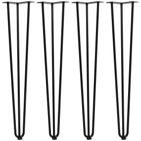 Conjunto de 4 patas para mesa estilo industrial horquilla con protectores de goma negro 12x12x71 cm