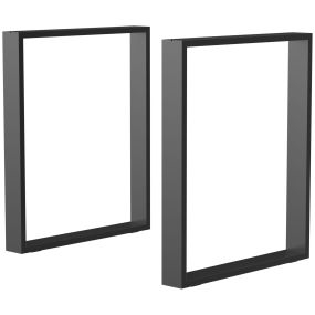 Juego de 2 patas de mesa de acero 60x72 cm rectangulares negras estilo industrial con tornillos y protectores de suelo