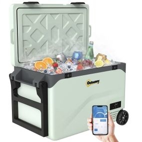 Nevera portátil eléctrica 42,5 L 12/24/240 V con compresor, control por app, Bluetooth, LED y ruedas