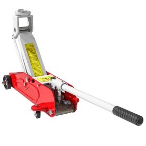 Gato hidráulico para coche 2 toneladas altura ajustable 120-300 mm 4 ruedas rojo y amarillo