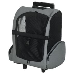 Transportín carrito 2 en 1 para mascotas con ruedas y asa retráctil 42x25x55 cm gris