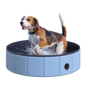 Piscina plegable para perros y gatos Ø80x20 cm PVC antideslizante azul