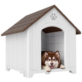 Caseta para perros exterior de plástico impermeable, extragrande, 102x94x103 cm, marrón oscuro