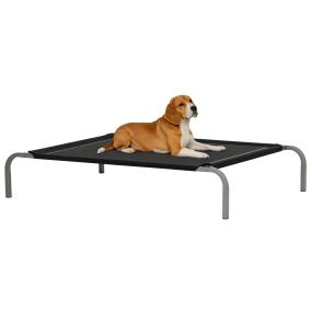 Cama elevada para perros y gatos transpirable 110x75x20 cm con marco de acero negro