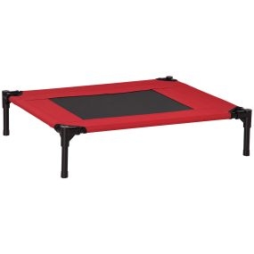 Cama elevada portátil para perros y gatos con malla transpirable 76x61x18 cm rojo