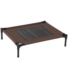 Cama elevada para perros y gatos portátil con malla transpirable 76x61x18 cm marrón