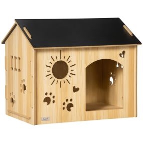 Caseta de madera para perros pequeños interior con puerta delantera 69x50x58,5 cm roble