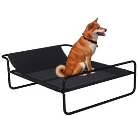 Cama elevada para perros pequeña 106x81x33 cm malla Textilene marco de metal negro