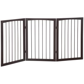 Barrera de seguridad plegable de 3 paneles 160x76 cm para perros pequeños café oscuro